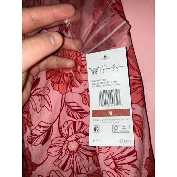 NWT Jessica Simpson Kera Floral Sleeveless Ruffle Top Size Medium - Picture 2 of 7